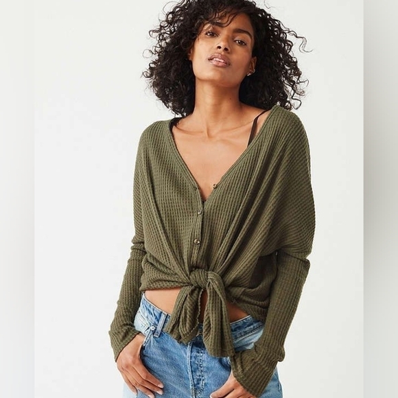 Urban Outfitters Tops - Urban Outfitters Out From Under Jojo Oversized Thermal Button-Front Top